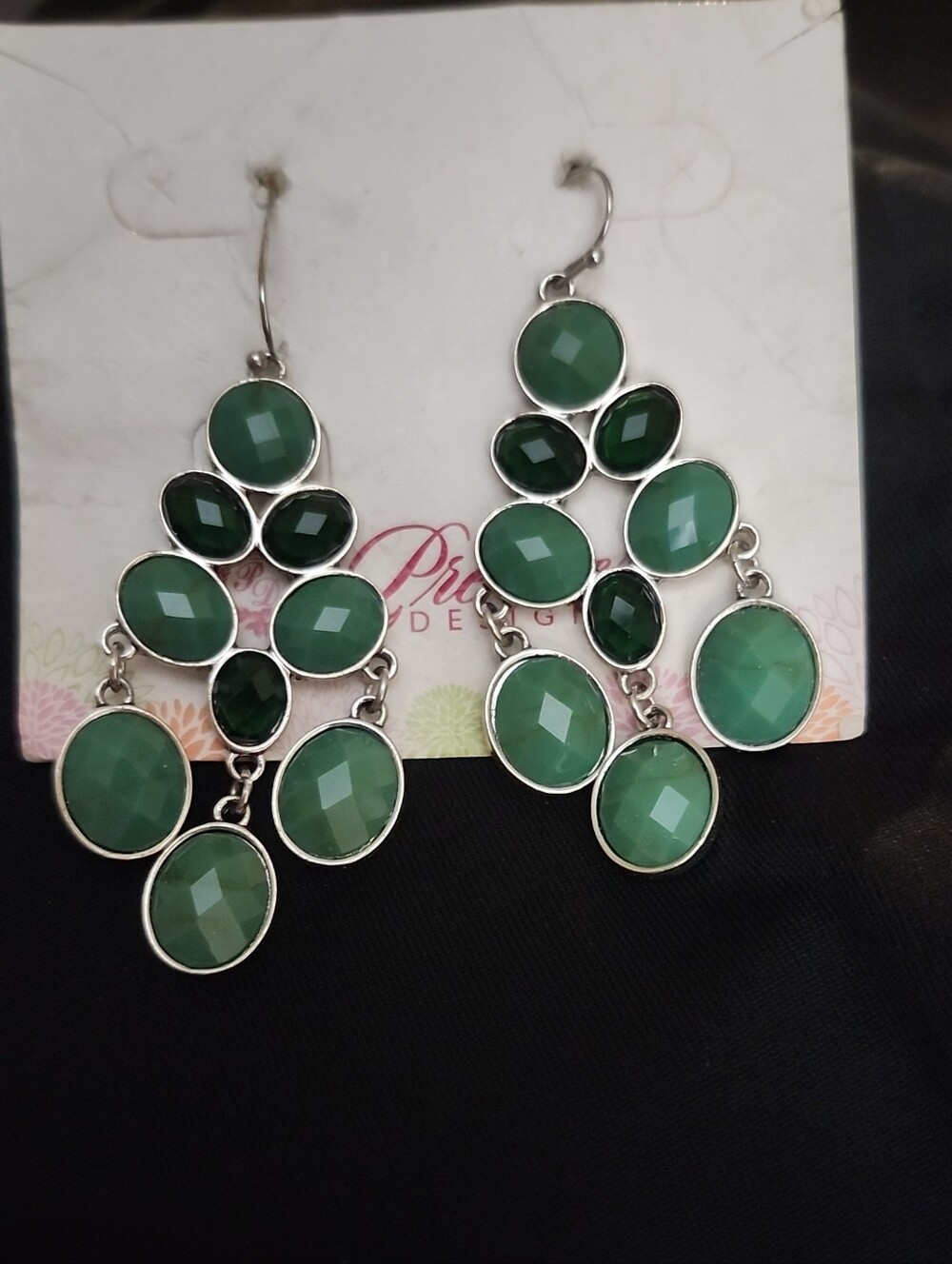 Green Faceted Drop Earrings - Designer Style